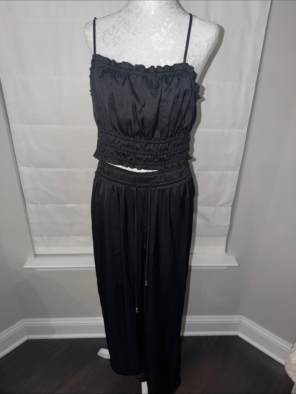 House of Harlow 1960 Black Smocked Wide-Leg Jumpsuit